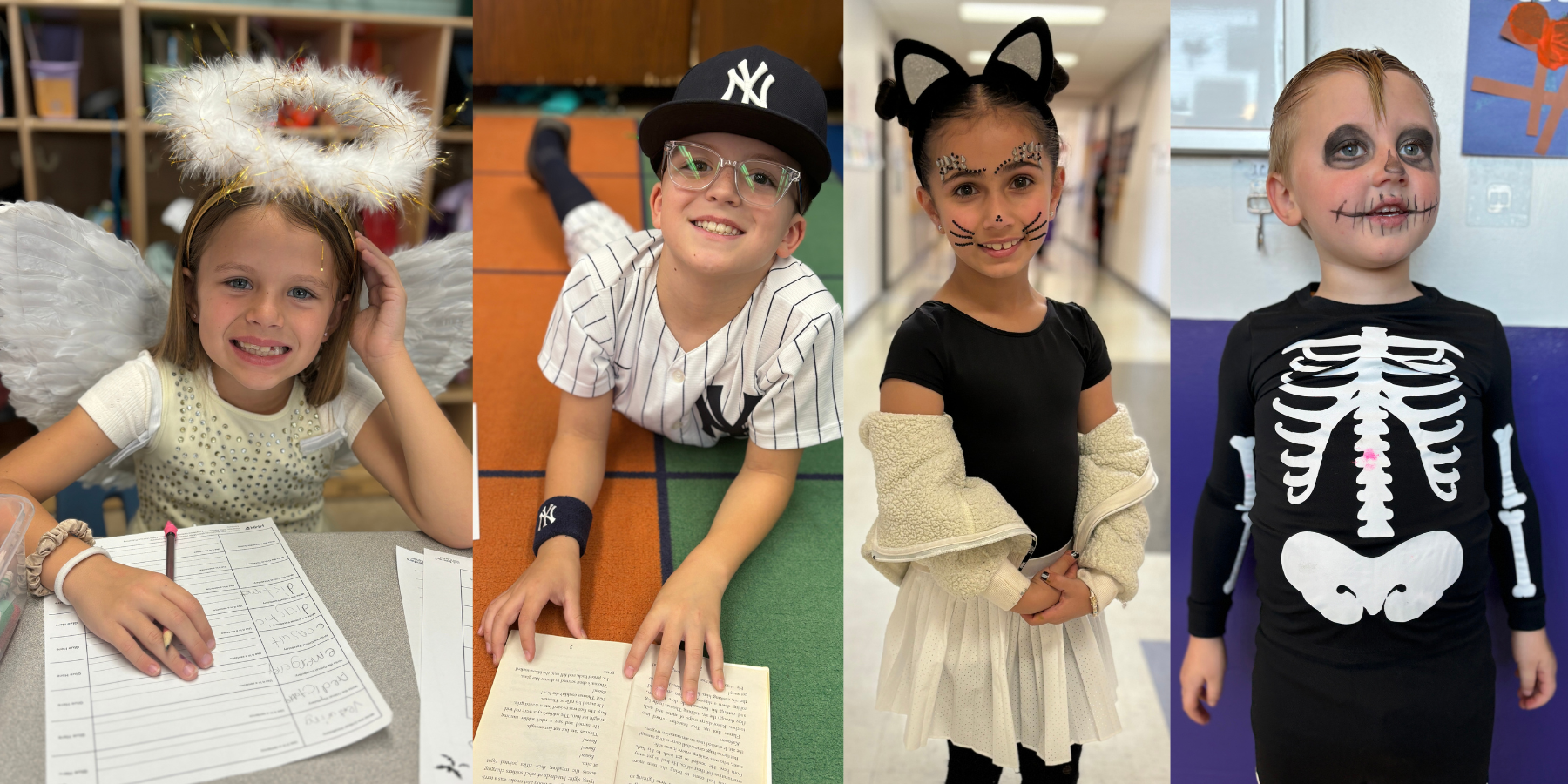 a montage of young students dressed up for Halloween